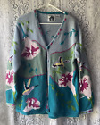 Storybook Knits Sweater Womens Size Large Hummingbirds and Flowers