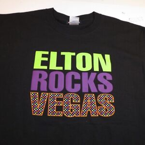 NEW ELTON JOHN ELTON ROCK VEGAS Las Vegas CONCERT TOUR TEE T SHIRT Mens L Black