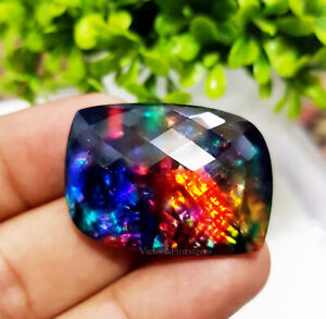 56.70 Ct Ammolite Opal-like Organic Precious Fancy Gemstone Doublet Gemstone