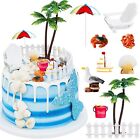 20 Pcs Summer Beach Cake Decorations Ocean Beach Miniatures Chair Cake Topper...