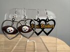 Pittsburgh Steelers Vintage Earrings Two Pairs Heart Logo Football Earrings