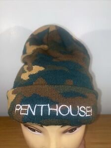 Penthouse Knits Vintage Camo Watchman Knit Beanie Hat Toboggan Embroidered RARE