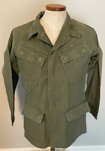 1969 Vietnam Era Slant Pocket Coat OG 107 Rip Stop Poplin Class 1 US Army Small
