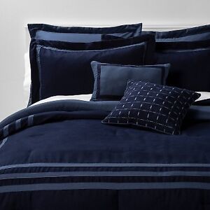 Queen 8pc Sanford Comforter Set Navy/Blue - Threshold