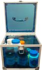 See-Through Blue Acrylic and Metal Storage Box Container with Latch and Handle