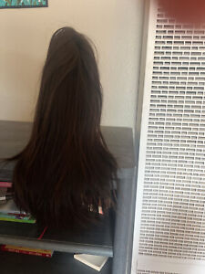 VERY PRETTY DARK BROWN WOMEN'S REAL HUMAN HAIR WIG STRAIGHT EXCELLENT CONDITION