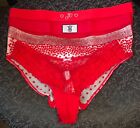 Lot of 4 RED HOT Hearts Victoria's Secret PINK Panties VS Logo Bling Size M New