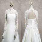 Lace Wedding Jackets Long Sleeves High Neck White Ivory Bridal Bolero Plus Size