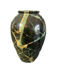 Dark Green Heavy Marble Onyx Decorative Urn Vase 5 1/2