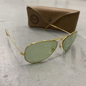 Vintage Ray Ban B&L Green Changeable Photochromic Aviator Sunglasses 58mm RARE