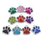 Pack of 10 Sparkle Paw Metal Charm Pendants 3/4