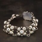 VTG Sterling Silver - MEXICO Pebbled Top Dome Link 7.5