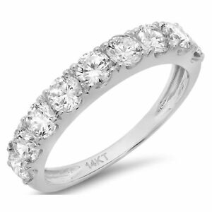 1.1 ct Round Cut Lab Created Diamond Stone 14K White Gold Stackable Band