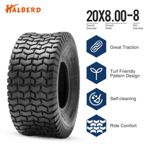 Halberd 20x8.00-8 Lawn Mower Tires 4Ply 20x8x8 Heavy Duty Turf Tractor Tyre 20
