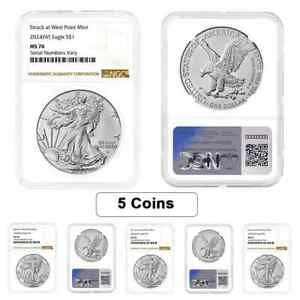 Lot of 5 - 2024 (W) 1 oz Silver American Eagle NGC MS 70