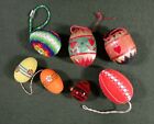vintage 7 EASTER EGG mixed media LOT painted wood MEX HUICHOL BEADED glass STRAW