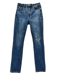 Cabi Higher Straight #3940 Jeans Size 2 Distressed Prospector Wash Stretch Denim