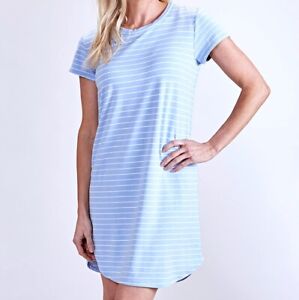FRESH PRODUCE Medium Bayside Blue KYLIE $75 Striped French Terry Tee Dress NWT M