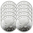 Lot of 10 - 1 Troy oz Sunshine Minting .999 Fine Silver Round Mint Mark SI