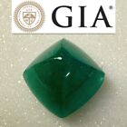 5.68 Ct GIA CERTIFIED Natural Emerald Cushion Sugarloaf Cabochon Loose Gemstone