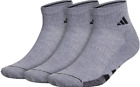 Adidas 3Pk. Men's Cushioned Gray-Black Logo Quarter Socks, Mens Size 6-12