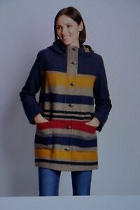 Pendleton Wool Striped Blanket Hooded Coat Jacket Parka Blue Multi Women's XL