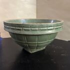 Vintage McCoy Pottery Green Windowpane Yellow Ware Mixing Bowl 8 Shield #4 Used