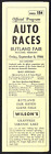 Rutland Fair 1946 Folded Single Card Stock Sheet Auto Races Program VGC Scarce
