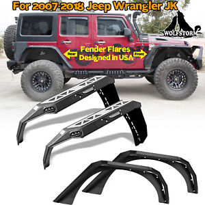 Front & Rear Fender Flares for 2007-2018 Jeep Wrangler JK Offroad Steel 4PCS Set (For: Jeep)