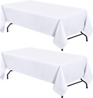 WEALUXE White Table Cloths for 6 Foot Folding Tables [2 Pack, 60X102 Inches] Whi