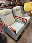 Recliner in Light Blue W/ Gray Tint Fabric Finish and Wood Arms by KI