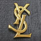 Yves Saint Laurent YSL Gold Plated Logo Pin Brooch #9196a Rise-on