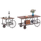 New Industrial Wagon Style Coffee Table Rustic End Table Magazine Holder