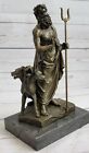 Signed P. Phidias Poseidon with Dog Mythical Bronze Figurine Figure Greek