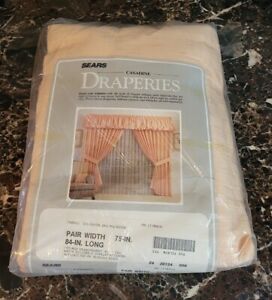 Vintage Sears Draperies Light Peach Curtains 2 Pair 75 in. W 84 in. L UNOPENED