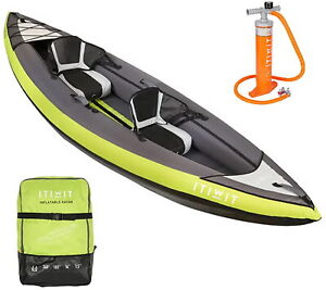 Decathlon Itiwit Inflatable Recreational Sit-on Kayak with Pump, Green: 4422479