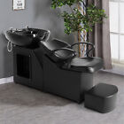 Barber Backwash Unit Chair Ceramic Shampoo Bowl Sink Beauty Salon Spa w/Footrest