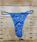 VTG Secret Treasure String bikini thong panties Liquid metallic undies blue