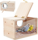 Parakeet Nesting Box, Transparent Bird House for Cage, Natural Wood Breeding Box