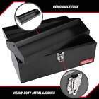 16-Inch Black Metal Tool Box Storage Organizer Toolbox with Removable Tool Tray