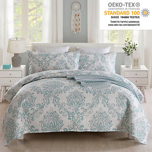 3 Piece Queen / King Quilt Set Paisley Printed Bedspread Coverlets Bedding Set