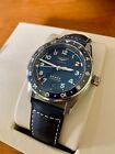 New  Longines Spirit Zulu Time 39mm Blue Dial GMT Leather Men's Watch L38024932