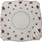 Royal Doulton Rosebud Swirled Pink Roses Green Leaves Chop Plate Platter