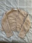 ASTR The Label Cropped Natural Brown Cardigan Sweater Small