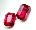 16.50 Ct Natural Bloody Red Ruby Emerald Cut Certified Loose Gemstone Pair
