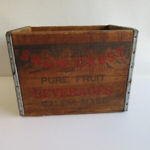 RARE Snow Crest Pure Fruit Beverages Wood Soda Crate Box Salem Ma