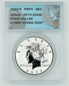 2022-S Privy ANACS RP70DCAM Peace Silver Dollar First Strike