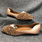 QXCGDYXT Flat Shoes Womens Rhinestone Square Fashion Ballet Wedding Size 43 NWOB