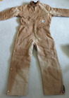 Vintage Carhartt Coveralls Mens Brown Work Duck Canvas Quilt Lined USA Utility