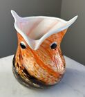 New ListingVintage Hand Blown Studio ART Glass OWL Vase Planter Controlled Bubble 7” 🦉